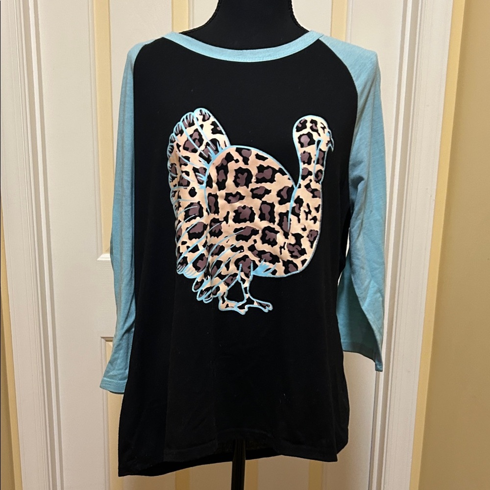 Leopard Print Turkey Raglan Tee